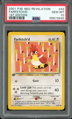 PSA 10 Farfetch'd 1st Edition Neo Revelation 43/64 Pokemon Card - Image 1