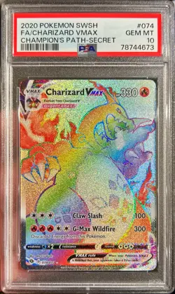 Pokemon Champions Path Charizard Vmax Secret Rare Rainbow Holo 074/073 PSA 10 - Image 1