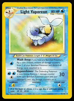 Light Vaporeon 52/105 Uncommon Neo Destiny Pokemon Card - Image 1