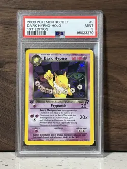 Pokemon Dark Hypno Holo Rare TCG Card 1st Edition 9/82 PSA 9 - Image 1