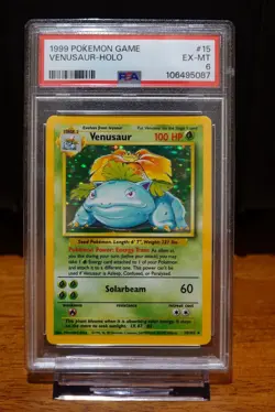 Pokemon TCG Venusaur Base Set Holo Unlimited Rare Card 15/102 PSA 6 Graded - Image 1