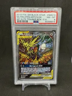 2019 Pokemon Moltres Zapdos Articuno GX Hidden Fates Black Star Promo PSA 8 - Image 1