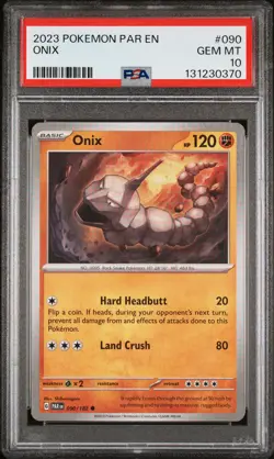 PSA GEM MT 10 - 2023 POKEMON PAR EN-PARADOX RIFT 090 ONIX | POP 5 - Image 1