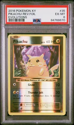 2016 Pokemon XY Evolutions #35 Pikachu Reverse Holo - PSA 6 - Image 1