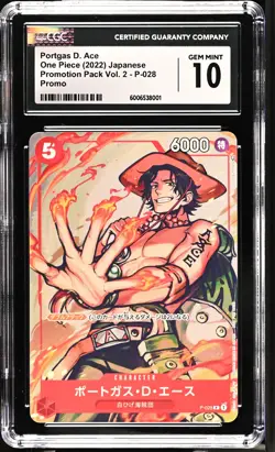 CGC 10 GEM MINT Japanese One Piece 2022 Portgas D. Ace P-028 Promotion Pack - Image 1