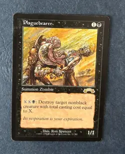 MTG EXODUS PLAGUEBEARER MAGIC THE GATHERING RARE BLACK ENGLISH CREATURE - Image 1