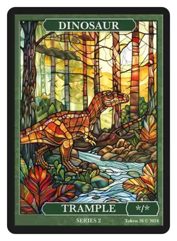 Dinosaur Token Stained Glass Token Givememana Tokens Magic the Gathering - Image 1