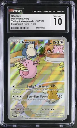 CGC 10 Chansey 187/167 Illustration Rare Twilight Masquerade Pokemon Card - Image 1