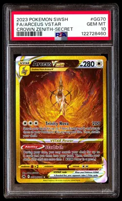 PSA 10 Arceus Vstar GG70 Pokemon Sword And Shield Crown Zenith 2023 Secret - Image 1