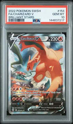 2022 POKEMON SWORD & SHIELD BRILLIANT STARS #154 FULL ART/CHARIZARD V PSA 10 - Image 1