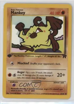 Mankey 1st Ed. Pokemon Team Rocket #61 2000 - Image 1
