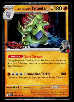 Team Rocket's Tyranitar (Prerelease) 096/182 Cosmo Holo Pokemon Near Mint - Image 1