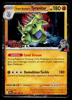 Team Rocket's Tyranitar (Prerelease) 096/182 Cosmo Holo Pokemon Near Mint - Image 1
