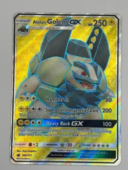 Pokemon 2017 Alolan Golem GX (Full Art) 102/111 Sm-Crimson Invasion Holo NM - Image 1
