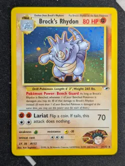 Brock's Rhydon 002/132 Gym Heroes Pokemon LP Holo - Image 1