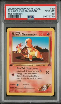 Blaine's Charmander 60/132 1st Edition Gym Challenge Pokemon PSA 10 - Image 1