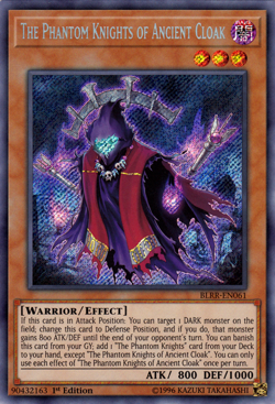 YUGIOH THE PHANTOM KNIGHTS OF ANCIENT CLOAK SECRET RARE BLRR-EN061 NEAR MINT - Image 1