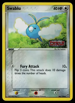 Pokemon Card - Swablu Power Keepers 66/108 Common Reverse Holo Stamped - Image 1