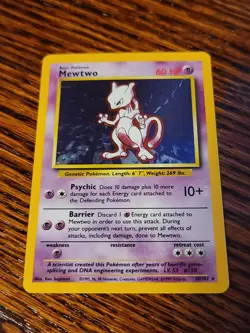 Mewtwo Base Set Holographic 10/102 Pokemon Card LP - Image 1