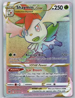 Shaymin VSTAR 173/172 Rainbow Secret Rare 2022 Pokemon Brilliant Stars NM - Image 1