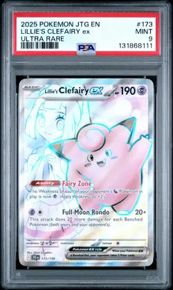 2025 POKEMON JTG EN-JOURNEY TOGETHER ULTRA RARE #173 LILLIE'S CLEFAIRY EX PSA 9 - Image 1