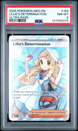 2025 POKEMON MEG EN-MEGA EVOLUTION ULTRA RARE #169 LILLIE'S DETERMINATION PSA 8 - Image 1