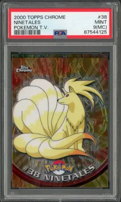 2000 Pokemon TV Topps Chrome Ninetales Miscut Error MC #38 PSA 9 - Image 1