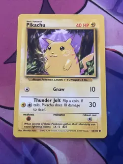 Pikachu 58/102 Common Base Set Pokemon MP - Image 1