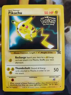 Pokemon Pikachu #4 Black Star Promo WB First Movie STAMP WOTC1999 LP - Image 1