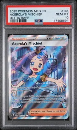 PSA 10 - 2025 Pokemon (Mega Evolution) - Acerola's Mischief #165 Ultra Rare - Image 1