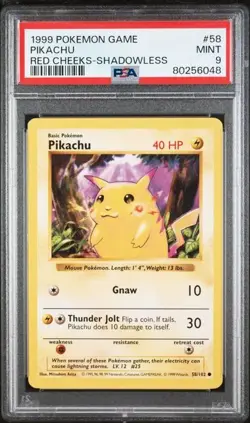 Pokemon PSA 9 Pikachu #58 Red cheeks Shadowless 1999 English - Image 2