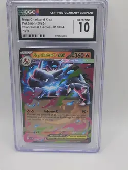 CGC GEM MINT 10 - Mega Charizard X ex 013/094 Pokemon Phantasmal Flames English - Image 1