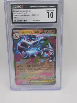 CGC GEM MINT 10 - Mega Charizard X ex 013/094 Pokemon Phantasmal Flames English - Image 3
