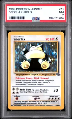 1999 POKEMON JUNGLE #11 SNORLAX-HOLO PSA 7 - Image 1