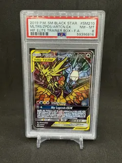 2019 Pokemon Moltres Zapdos Articuno GX Hidden Fates Star Promo PSA 8 - Image 1