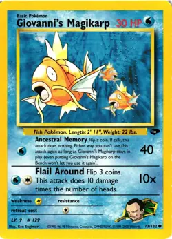 Pokemon TCG Giovanni's Magikarp 73/132 Gym Challenge Regular Common MP - Image 1
