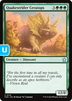 MTG Quakestrider Ceratops FDN U Creature Dinosaur NM - Image 1