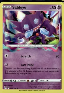 Sableye Holo Pokemon SWSH11: Lost Origin 070/196 NM - Image 1