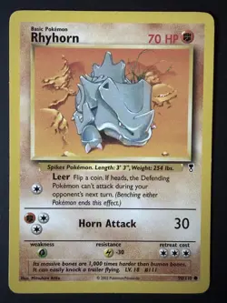 Rhyhorn Pokemon Common Card - Legendary Collection - 90/110 - 2002 - Image 1