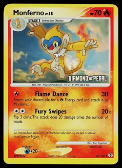 Pokemon Card - Monferno Burger King Promo 56/130 Reverse Holo Stamped - Image 1