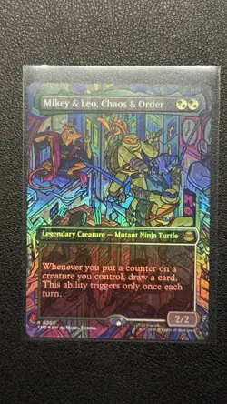 2026 MTG TMNT - Mikey & Leo, Chaos & Order Borderless Foil Rare 0200 TMT - Image 1
