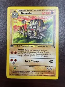 Pokemon TCG Graveler 37/62 Fossil Uncommon card 1st Edition LP - Image 1