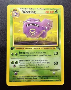 1st Edition Fossil Weezing 45/62 Non-Holo - Pokemon TCG - MP - Image 1