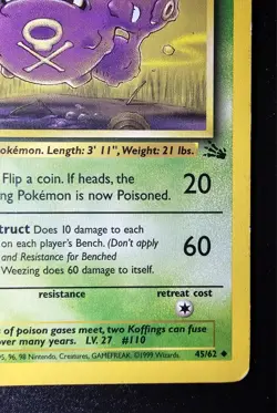 1st Edition Fossil Weezing 45/62 Non-Holo - Pokemon TCG - MP - Image 5