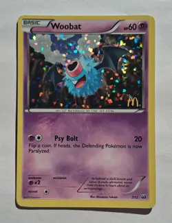 Pokemon - Woobat - McDonalds 2012 Promo 7/12 - Confetti Holo - NM - Image 1