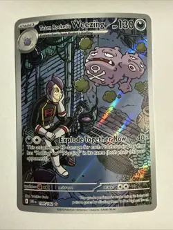 Team Rocket's Weezing 199/182 Illustration Rare Holo Destined Rivals Pokemon NM - Image 1