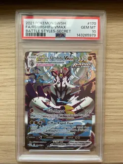 2021 POKEMON BATTLE STYLES SECRET #170 FULL ART/RAPID STRIKE URSHIFU VMAX PSA 10 - Image 1
