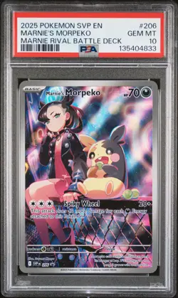 2025 POKEMON SVP EN-SV BLACK STAR PROMO #206 MARNIE'S MORPEKO PSA 10 - Image 1