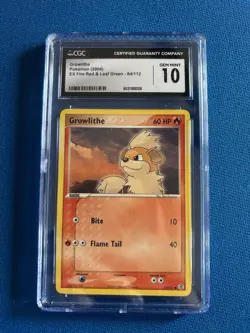 Growlithe Pokemon EX FireRed & LeafGreen Non Holo 64/112 CGC 10 Gem Mint - Image 1