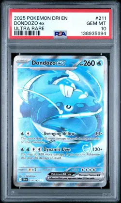 2025 POKEMON DRI EN-DESTINED RIVALS 211 DONDOZO EX ULTRA RARE PSA 10 - Image 1